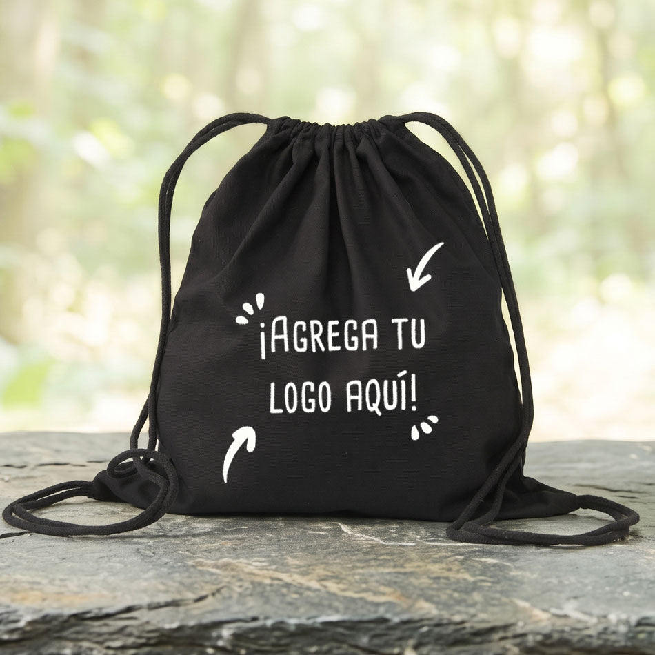 Bolso Tipo Mochila Negra Estampado Personalizable