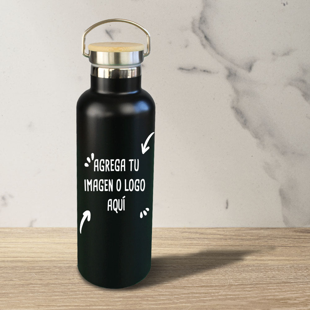 Botella Acero Tapa Rosca Grabado 600 ML Personalizable - greengraphic.cl
