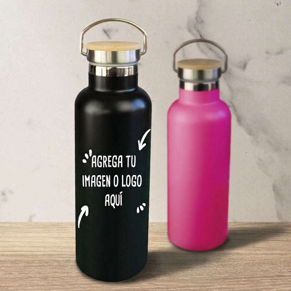 Botella Acero Tapa Rosca Grabado 600 ML Personalizable