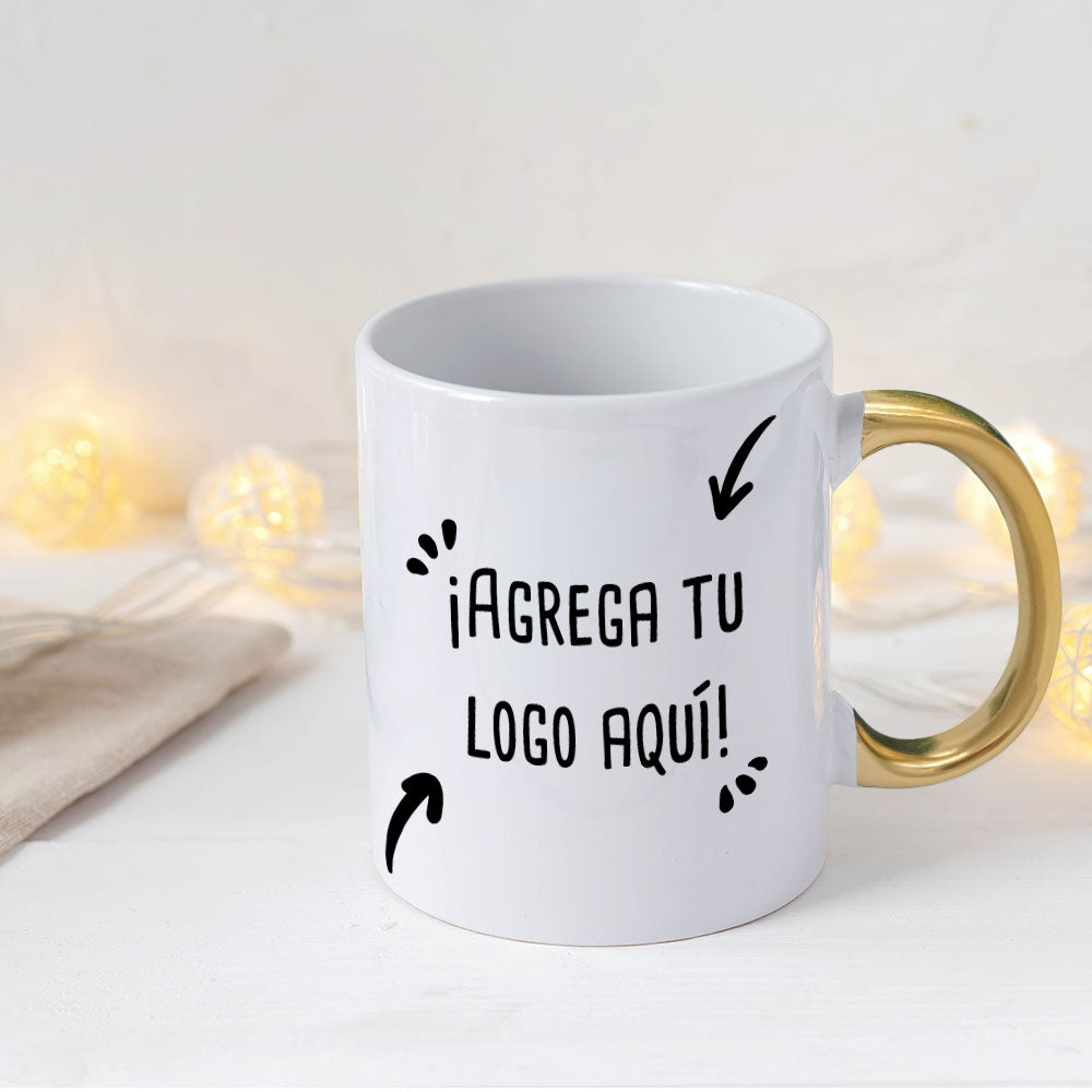 Tazones Blancos Mango Metálico Personalizable - greengraphic.cl