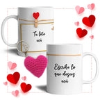 Tazón Personalizado + Llavero Corazón Crochet - greengraphic.cl