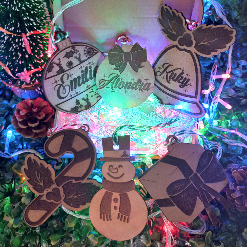 Adornos Navideños Personalizables MDF Grabado - greengraphic.cl