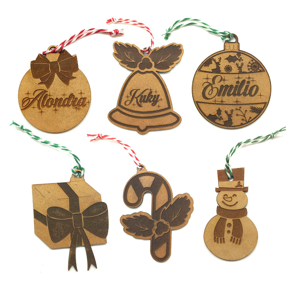 Adornos Navideños Personalizables MDF Grabado - greengraphic.cl