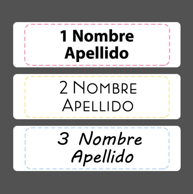 Stickers Etiquetas rectangulares con Nombre Personalizable
