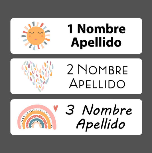 Stickers Etiquetas rectangulares con Nombre Personalizable